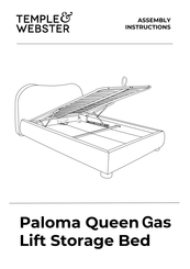 TEMPLE & WEBSTER Paloma Queen Gas Lift Storage Bed Assembly Instructions Manual