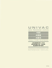Sperry Rand UNISERVO VI C Programmer, Operator Reference Manual