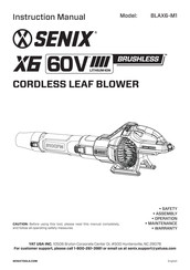 Senix X6 60V BRUSHLESS BLAX6-M1 Instruction Manual