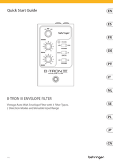 Behringer B-TRON Ill ENVELOPE FILTER Quick Start Manual