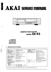 Akai CD-93 Service Manual