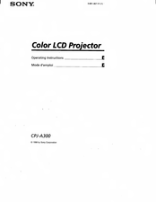 Sony CPJ-A300 Operating Instructions / Mode d’emploi Operating Instructions Manual