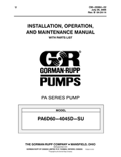 GORMAN-RUPP PUMPS PA6D60-4045D-SU Nstallation, Operation And Maintenance Manual
