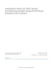 York Y91E100C20 Installation Manual