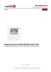 Rosenberg Advance PRO CONTROL RJ45 (LCD) Operating	 Instruction