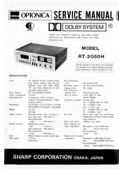 Sharp OPTONICA RT-2050H Service Manual