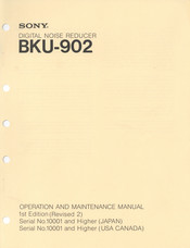 Sony BKU-902 Operation And Maintenance Manual