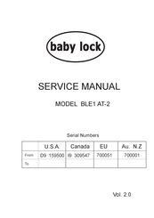 Baby Lock BLE1 AT-2 Service Manual