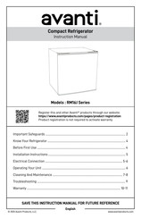 Avanti RM16J Series Instruction Manual