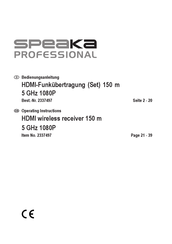 Speaka Professional SP-HWR-600 Operating Instructions Manual