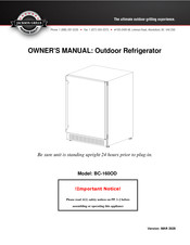 Jackson Grills BC-160OD Owner's Manual