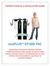 Home Plus ecoPLUS EP-600-TAC Owner's Manual & Installation Manual