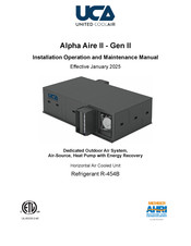 United CoolAir Alpha Aire II - Gen II Installation, Operation And Maintenance Manual