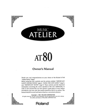 Roland Atelier AT-80 Owner's Manual