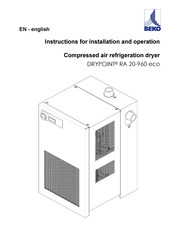 Beko DRYPOINT RA 20-960 eco Instructions For Installation And Operation Manual
