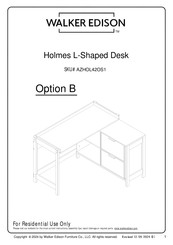Walker Edison Holmes L-Shaped Desk AZHOL42OS1 Assembly Instructions Manual