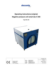 deconta smart dec S 400 Operating Instructions Manual