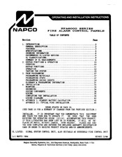 NAPCO MFA6000 Operating And Installation Instructions