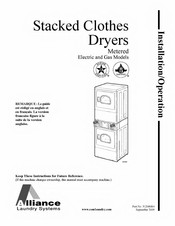 Alliance Laundry Systems 0909 Series Installation & Operation Manual