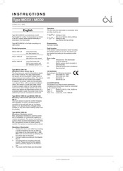 Oj Electronics MCC2 Instructions