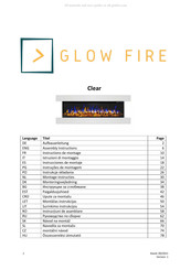 Glow Fire Clear Assembly Instructions Manual
