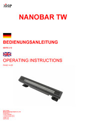 Xoop Lighting NANOBAR TW Operating Instructions Manual