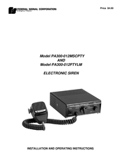Federal Signal Corporation PA300-012MSCPTY Installation And Operating Instructions Manual