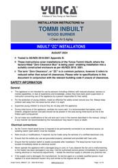 Yunca Gas TOMMI INBUILT Installation Instructions Manual