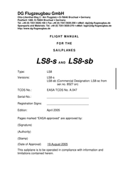 DG Flugzeugbau LS8-sc 2005 Manual
