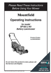 Mountfield SP185 Li Kit Operating Instructions Manual