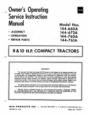 MTD 144-761A Owner's Operating Service Instruction Manual