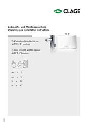 clage 15113 Operating And Installation Instructions