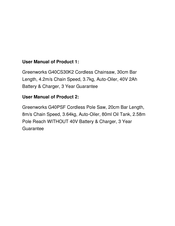 GreenWorks CSF401 Operator's Manual