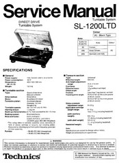 Technics SL-1200LTD Service Manual