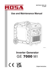 Mosa GE 7000 MI Use And Maintenance Manual
