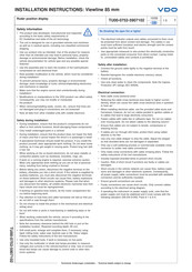 Vdo TU00-0752-5907102 Installation Instructions