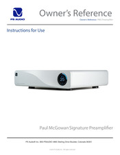 PS Audio Paul McGowan Instructions For Use Manual