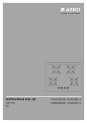 Asko HG6ABE1A Instructions For Use Manual