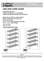 HDX HD1848-5LHCCPS Use And Care Manual