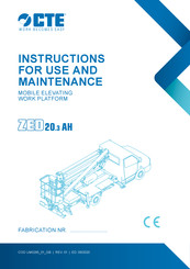 CTE ZED 20.3 AH Instructions For Use And Maintenance Manual