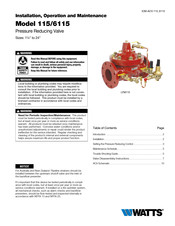 Watts LFM115 General Installation, Operation And Maintenance Instructions