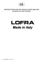 Lofra HDS9E0 Instructions For The Installation And Use