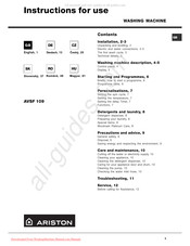 Ariston AVSF 109 Instructions For Use Manual
