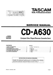 Teac Tascam CD-A630 Service Manual