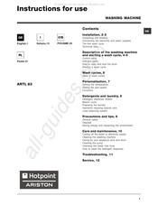 Hotpoint Ariston ARTL 83 Instructions For Use Manual