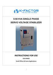 K-Factor VSA Series Instructions For Use Manual