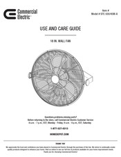 Commercial Electric SFE-500/45W-A Use And Care Manual