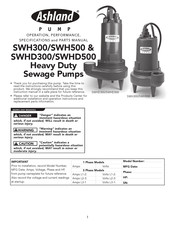 Ashland Pump SWHD500M6-20 Operation, Performance, Specifications And Parts Manual