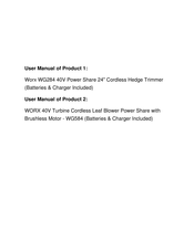 Worx WG284.9 Manual