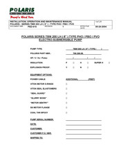 Polaris TBM 200 LH PVO Installation, Operation And Maintenance Manual